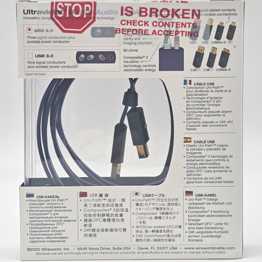 Wireworld Cable Technology Ultraviolet 8 USB 2.0 (Type A to B) 10ft/3m ...